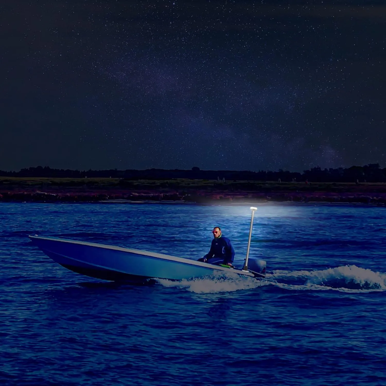 Stern Light Boat Anchor Light Marine Navigation lights All Round White LED USCG 2 NM Removable 2 Pin Plug in Base 12 Volts 22 Inches