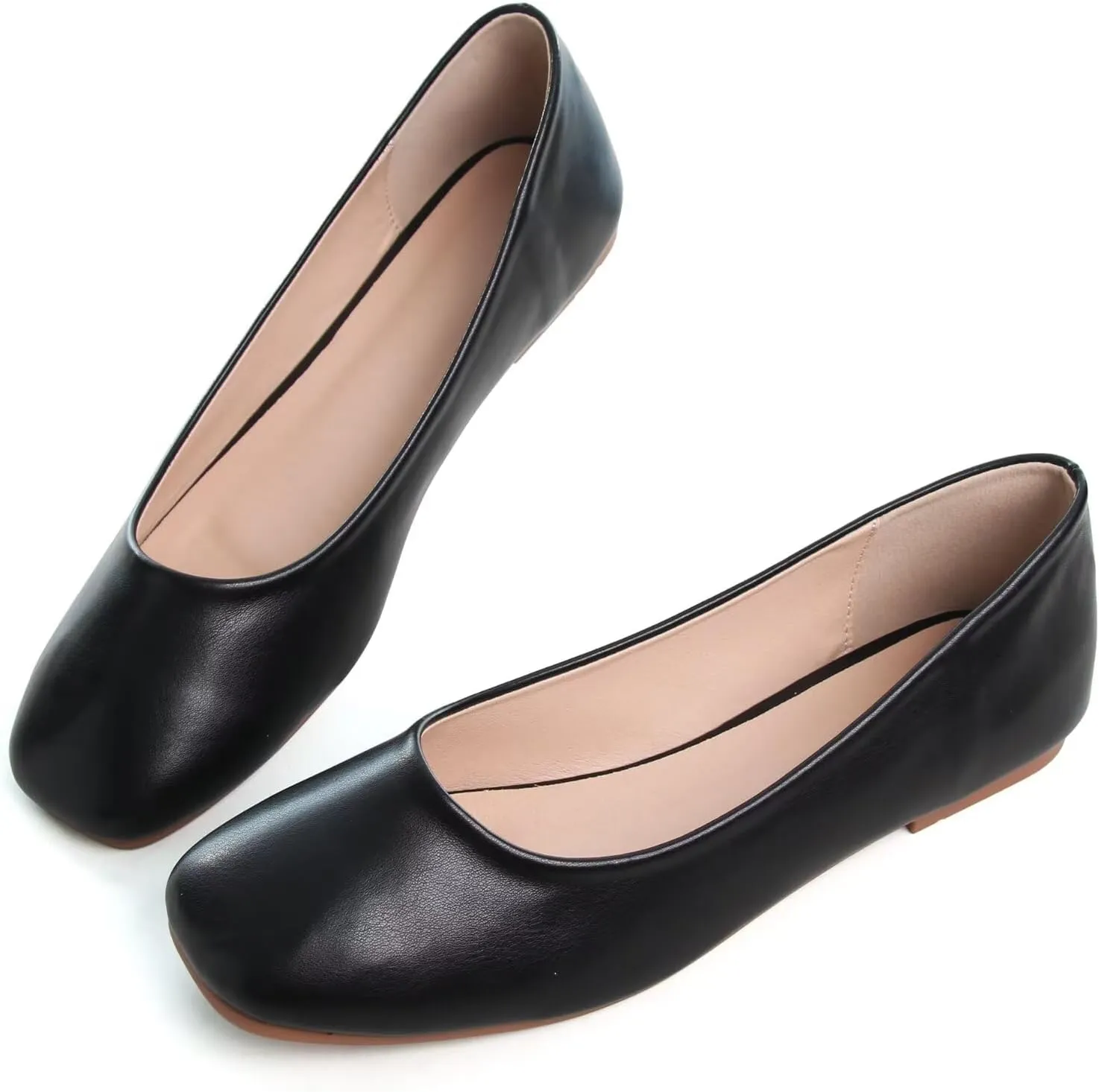 Stunner Women's Comfortable Slip On Ballet Shoes Square Toe Dress Flats Soft Walking Flats