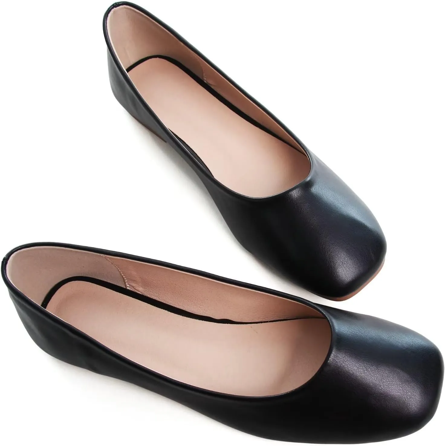 Stunner Women's Comfortable Slip On Ballet Shoes Square Toe Dress Flats Soft Walking Flats
