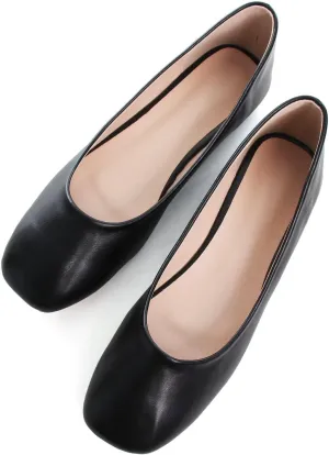 Stunner Women's Comfortable Slip On Ballet Shoes Square Toe Dress Flats Soft Walking Flats