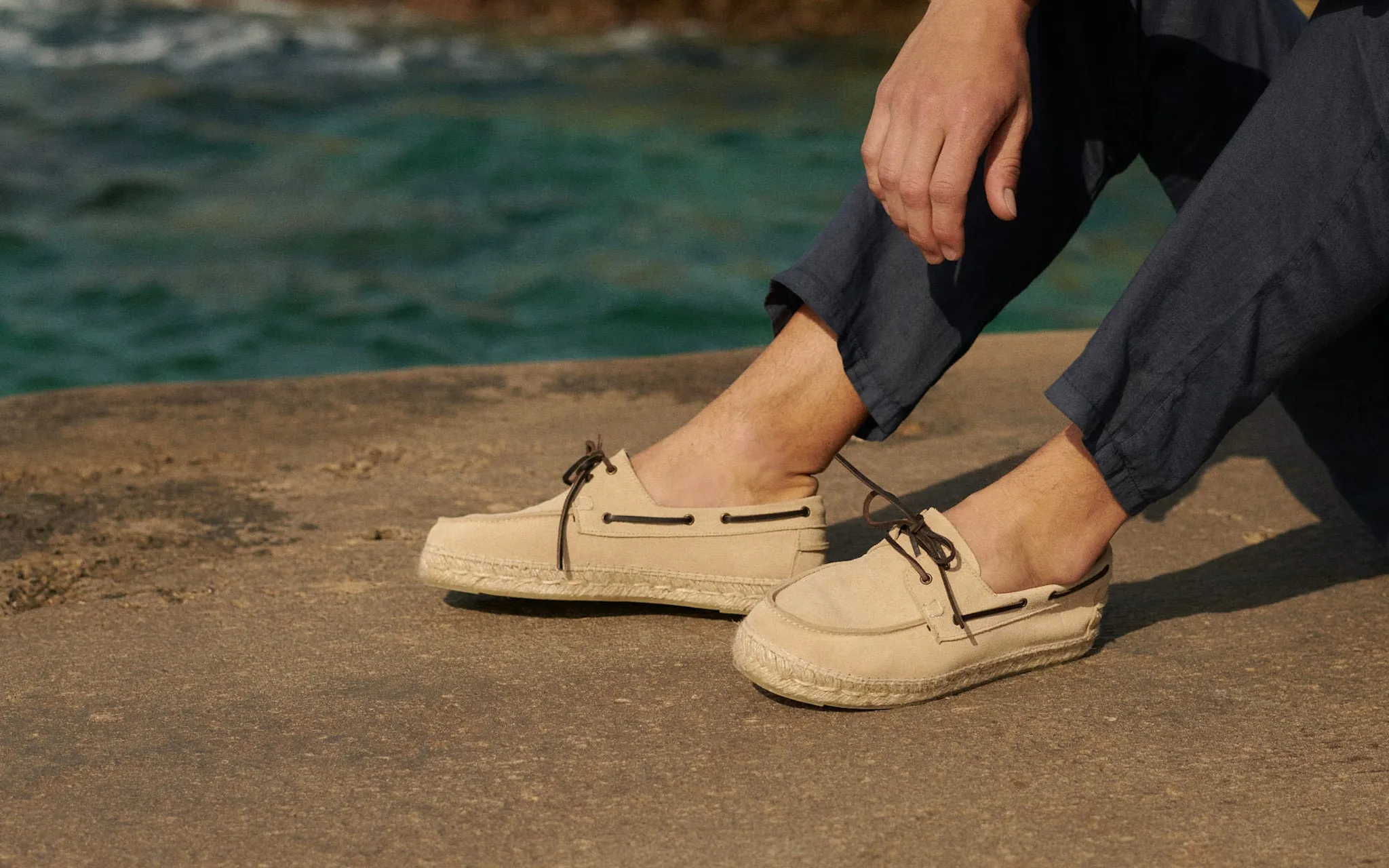Suede Boat-Shoes Espadrilles - K11K0 - Hamptons Champagne Beige