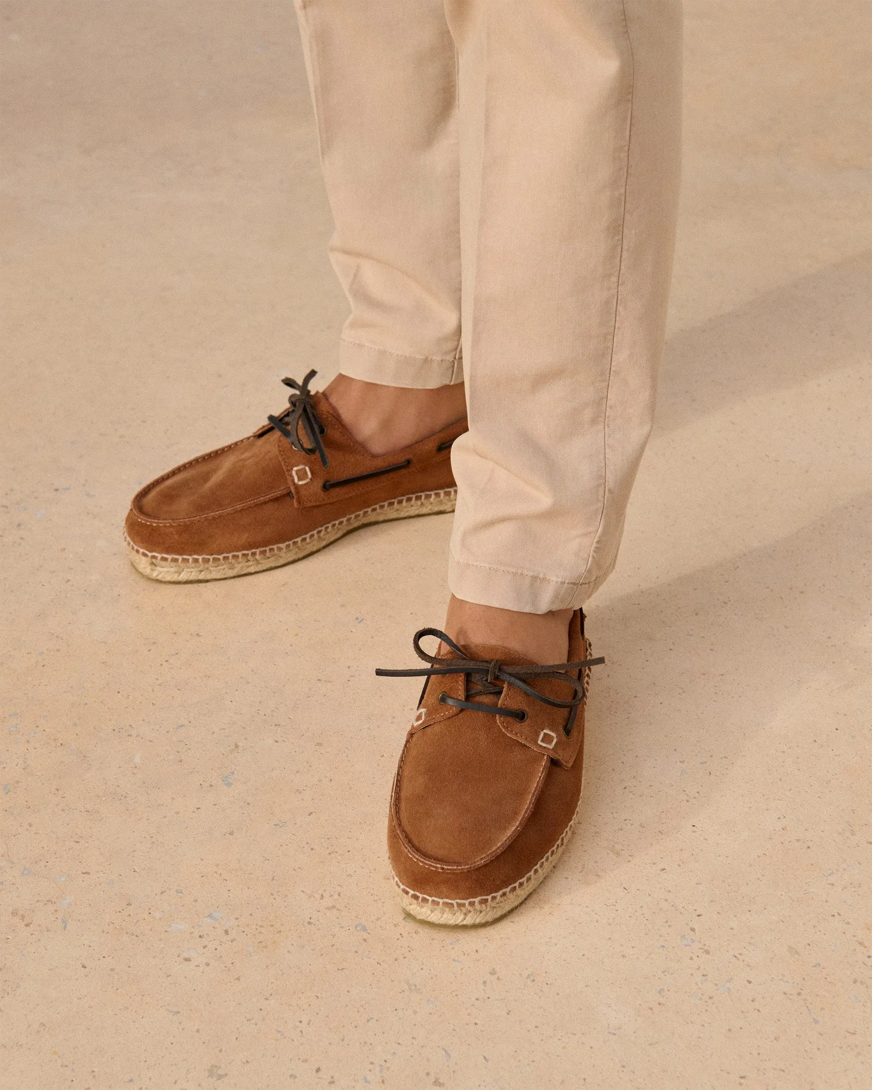 Suede Boat-Shoes Espadrilles - R45K0 - Hamptons Brown Sugar