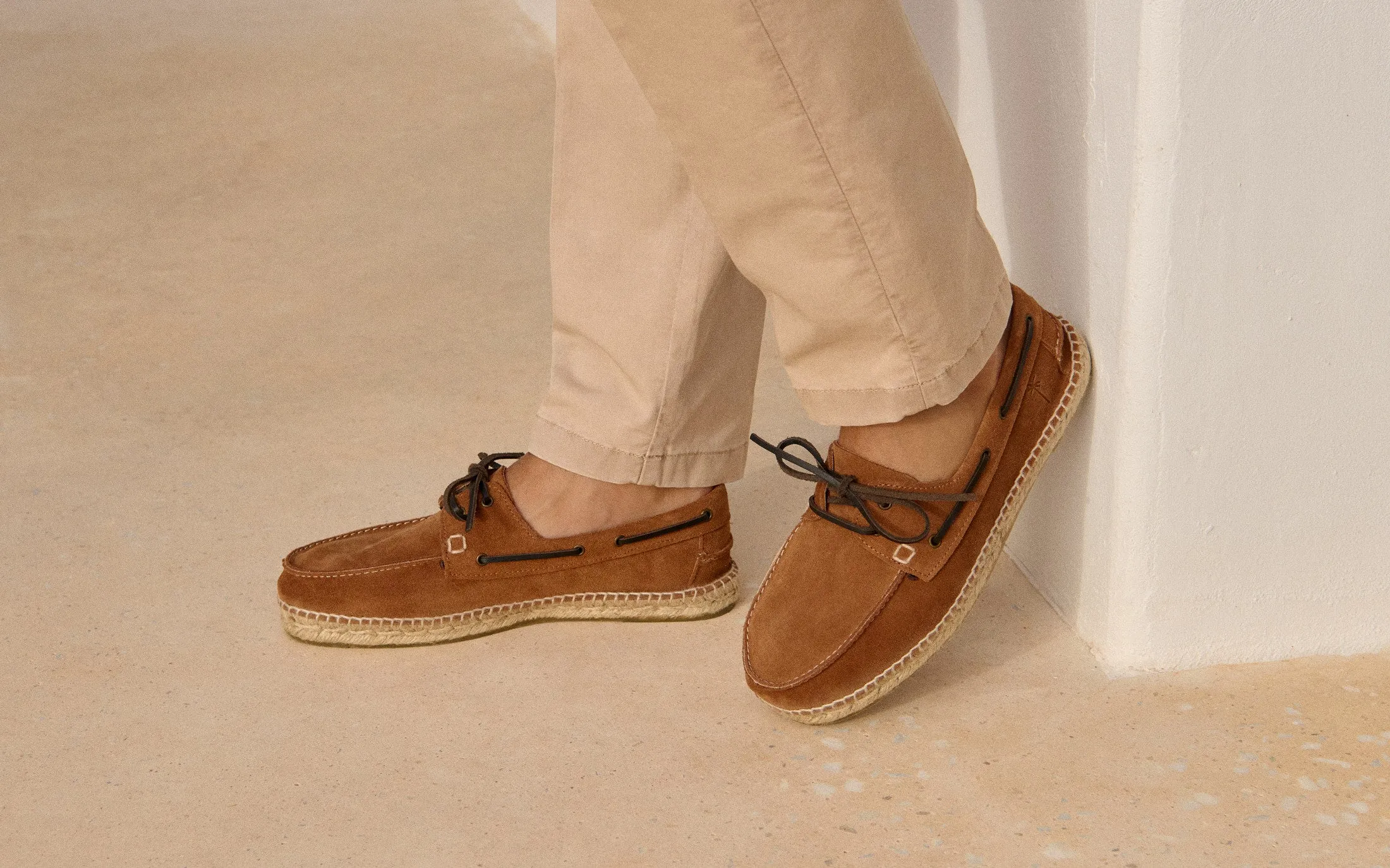 Suede Boat-Shoes Espadrilles - R45K0 - Hamptons Brown Sugar