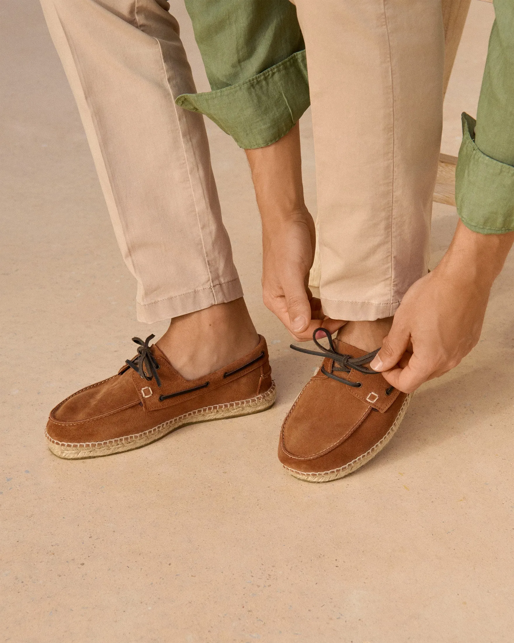 Suede Boat-Shoes Espadrilles - R45K0 - Hamptons Brown Sugar