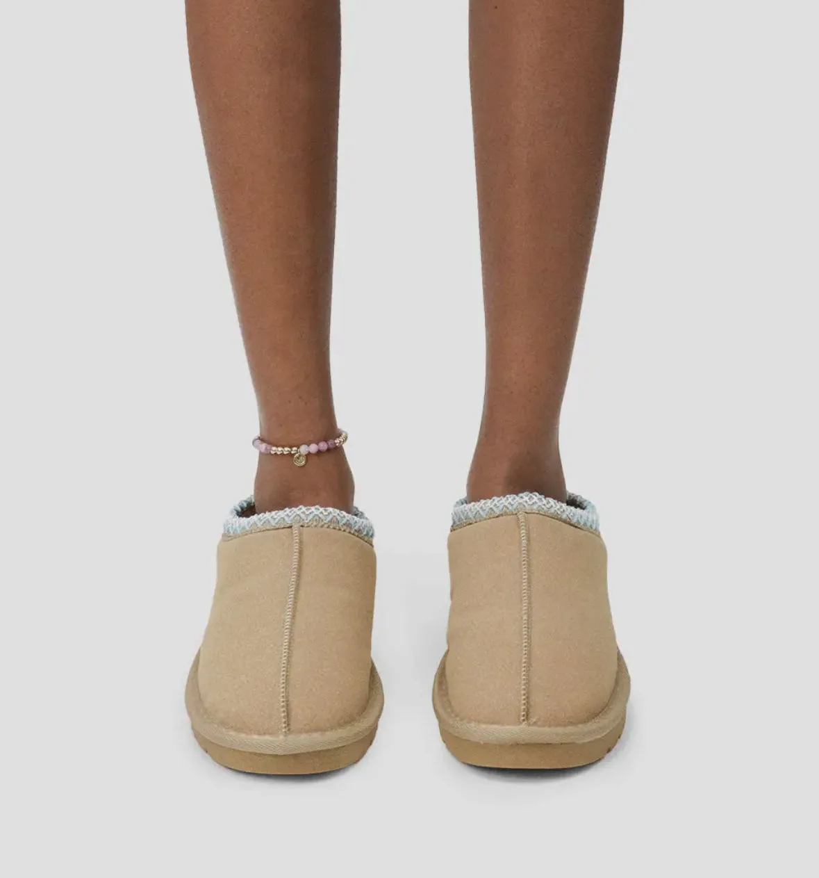Suede Flatform Slipper in Light Chestnut