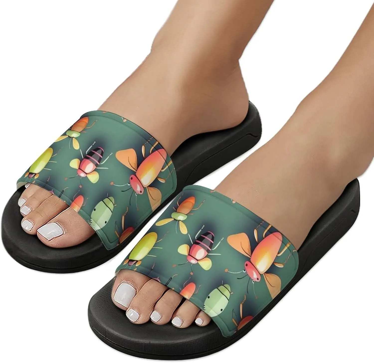 Summer Womens Slipper Home Slippers Insect Atlas Non-slip Shower Sandals Fashion Sandles for Men