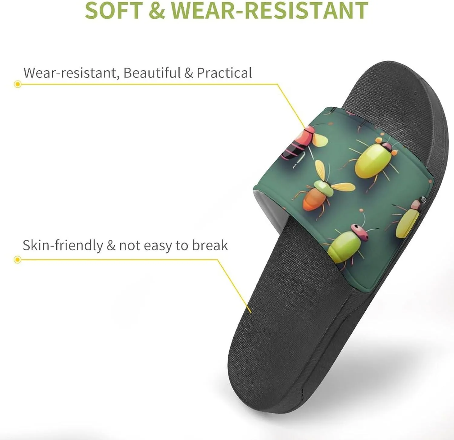 Summer Womens Slipper Home Slippers Insect Atlas Non-slip Shower Sandals Fashion Sandles for Men