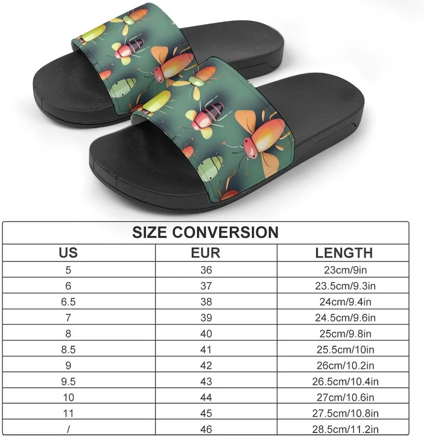 Summer Womens Slipper Home Slippers Insect Atlas Non-slip Shower Sandals Fashion Sandles for Men