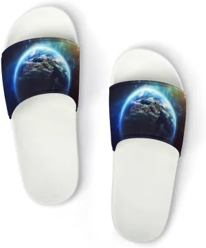 Summer Womens Slipper Home Slippers Space Planet Earth Non-slip Shower Sandals Fashion Sandles for Men, White-style
