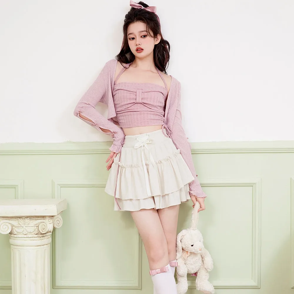 Sweet Ballet Style Solid Color All-match A-line Skirt