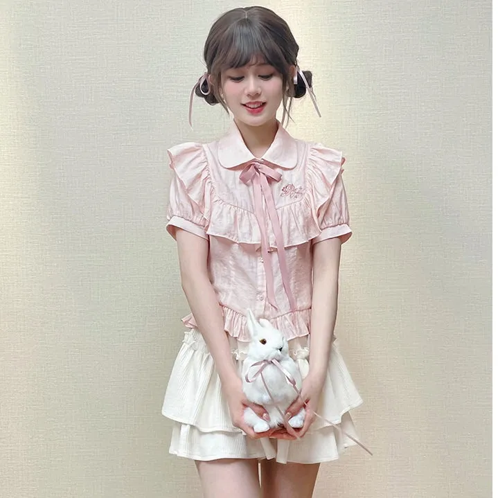 Sweet Ballet Style Solid Color All-match A-line Skirt