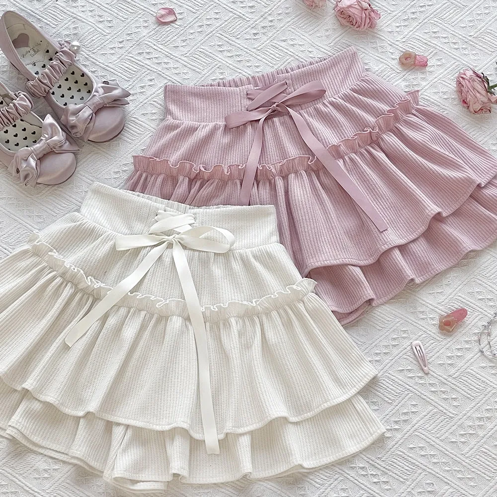 Sweet Ballet Style Solid Color All-match A-line Skirt