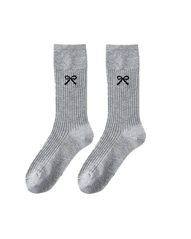 Sweetnana Slouch Socks with Bow Print Fashion Crew Socks Ballet Style Thin Cotton Socks for Spring and Summer