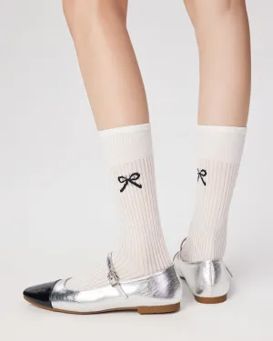 Sweetnana Slouch Socks with Bow Print Fashion Crew Socks Ballet Style Thin Cotton Socks for Spring and Summer