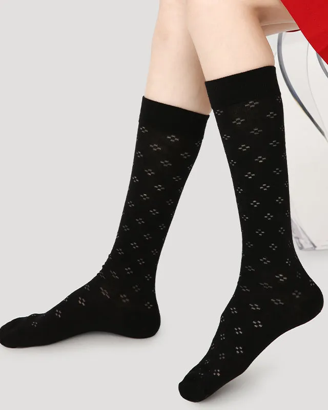 Sweetnana Spring/Summer Mesh Cotton Seamless Socks, Hollow Pattern Design, Thin Calf Socks, Comfort, Breathable.