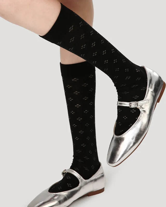 Sweetnana Spring/Summer Mesh Cotton Seamless Socks, Hollow Pattern Design, Thin Calf Socks, Comfort, Breathable.