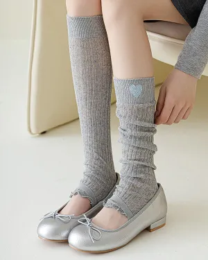 Sweetnana Thin Cotton Lose Leg Warmers for Spring and Summer Heart Embroidery Ballet Style
