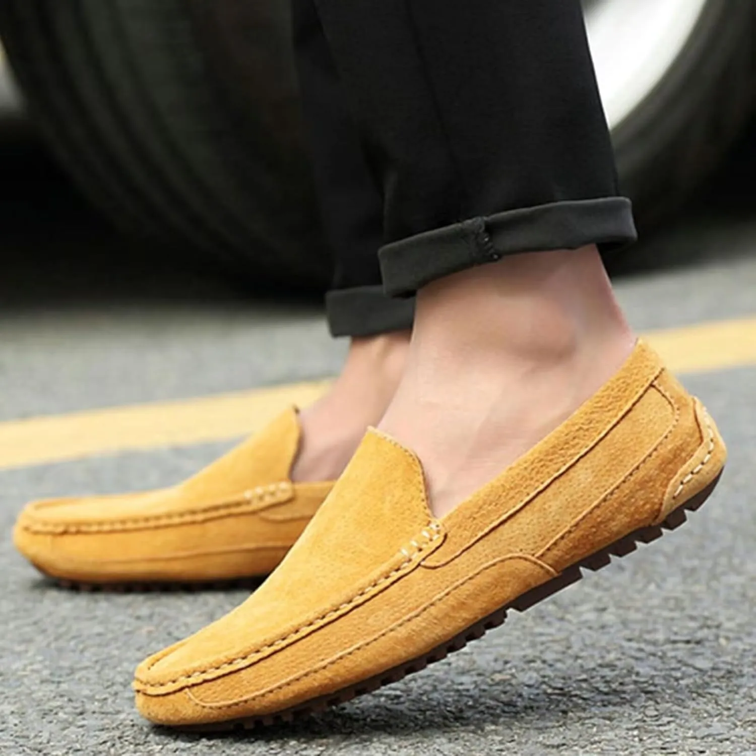 SywzX&xfybz Men's Penny Loafers Moccasin Driving Shoes Slip On Flats Boat Shoes