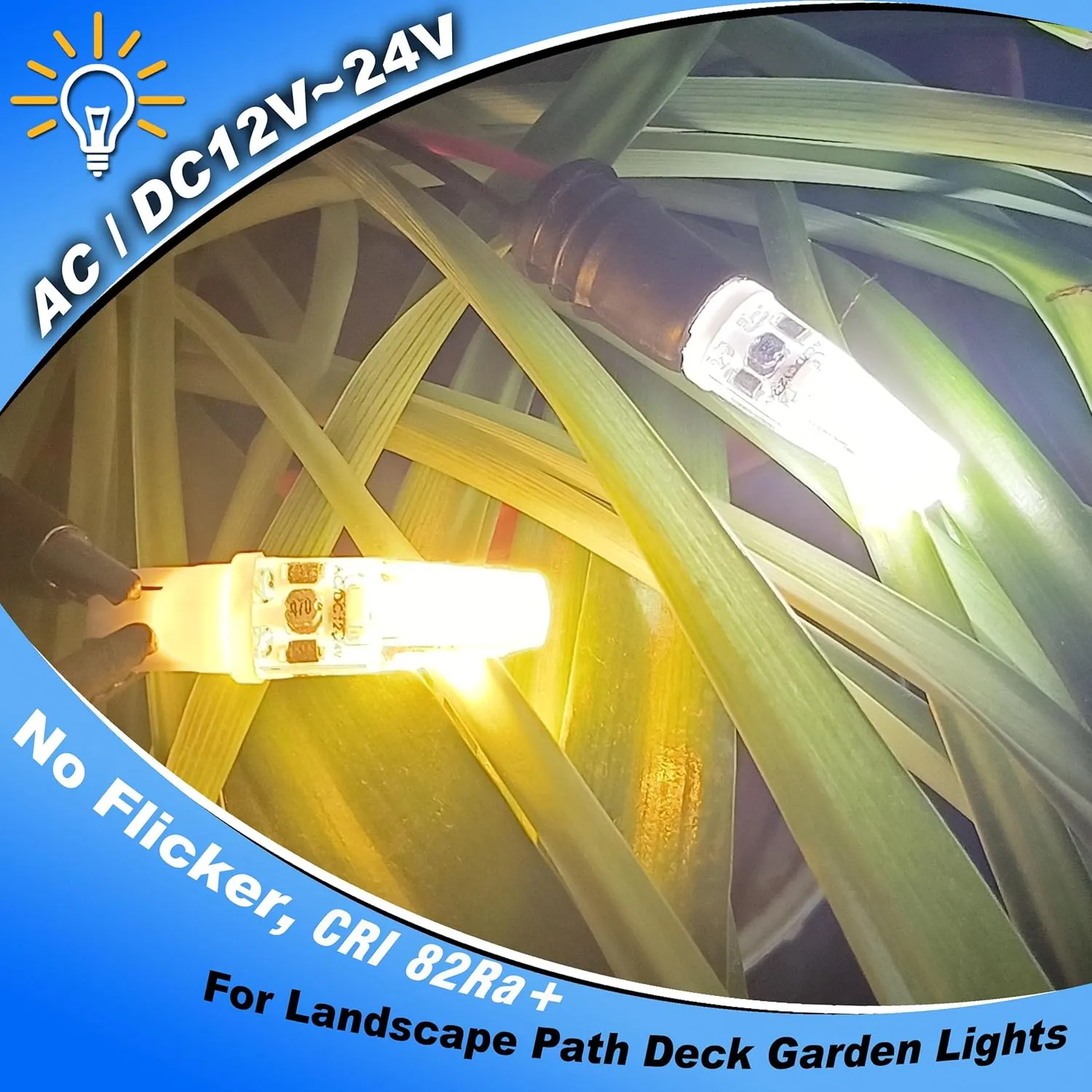 T5 T10 Wedge Base Landscape Light Bulbs 3 Watt Replace 25W 30W Halogen 2700K Warm White 300lm 12V-24VAC/DC 921 194 LED Bulb for Landscape RV Camper Marine Boat Garden Pathway Lighting, 10 Pack