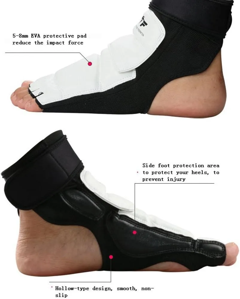 Taekwondo Foot Protector Leather Karate Boxing Sparring Gear Foot Guard Protective Foot Gear for Men Women Kids Kung Fu Training MMA Fight Punch Bag