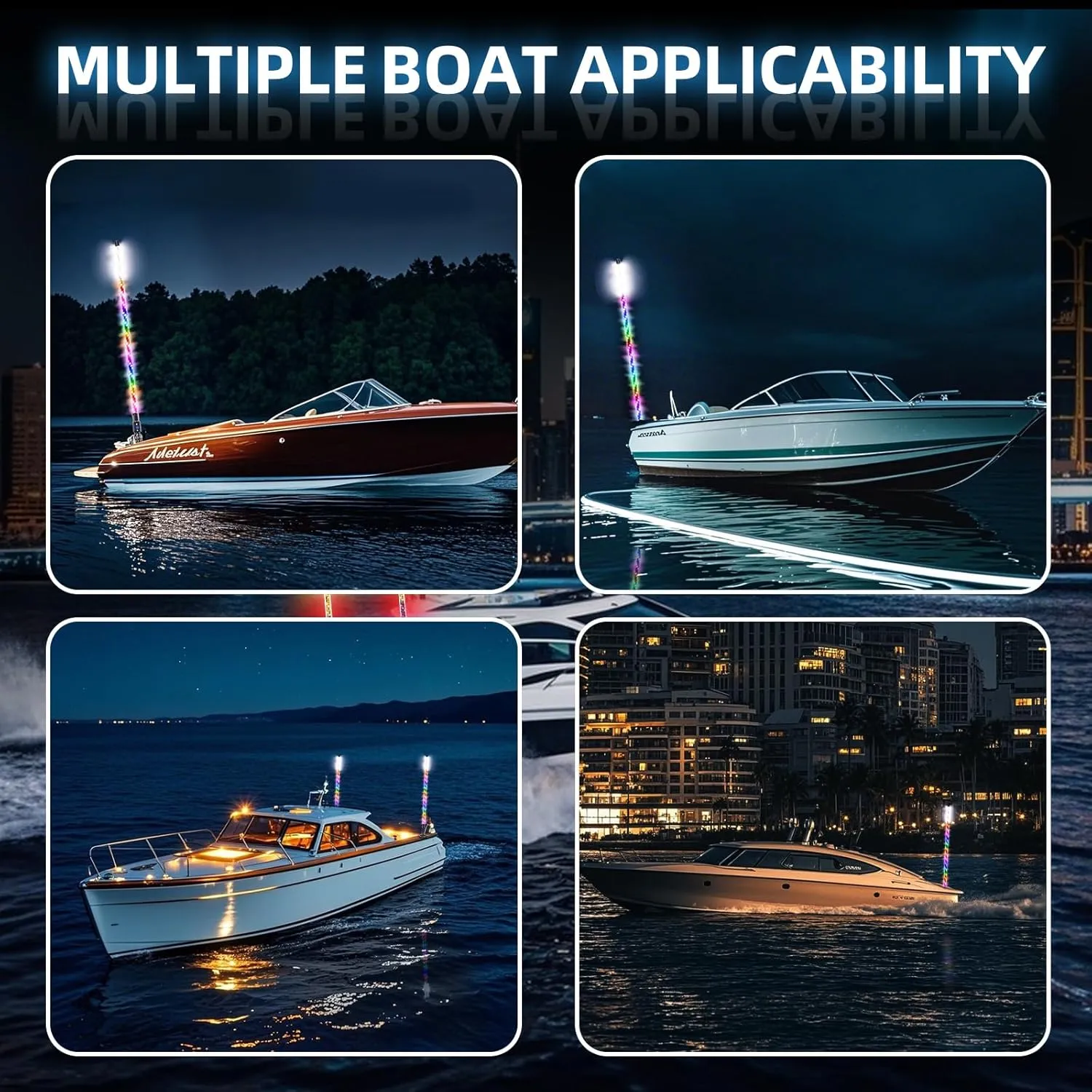 Tavaray 3FT Boat Navigation Lights, Nav Lights for Boats with 600  Dynamic RGB Patterns, Remote Control, 2NM Coast Guard Compliant, 360° Visibility, Boat Stern Light with Top White LED