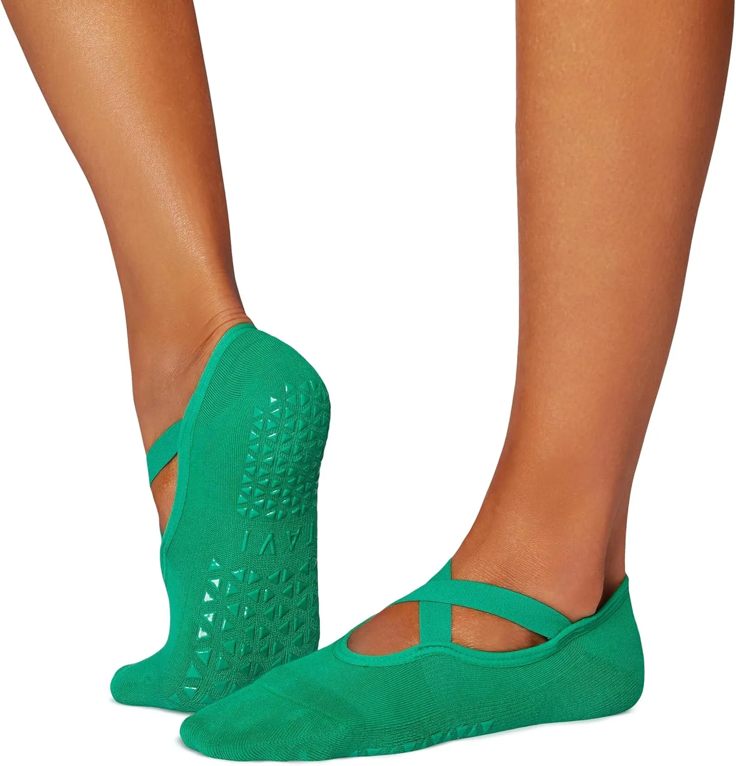 TAVI NOIR Chloe Fashion Criss-Cross Grip Socks for Barre, Pilates and Yoga