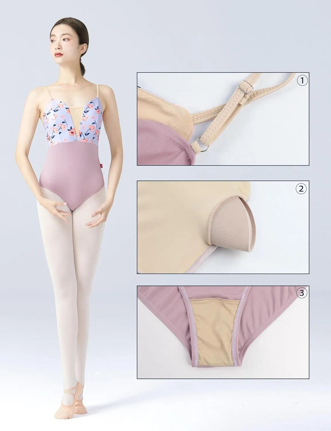 Teen Girls Women Floral Print Leotards for Ballet, Dance, Aerial Yoga, Swim