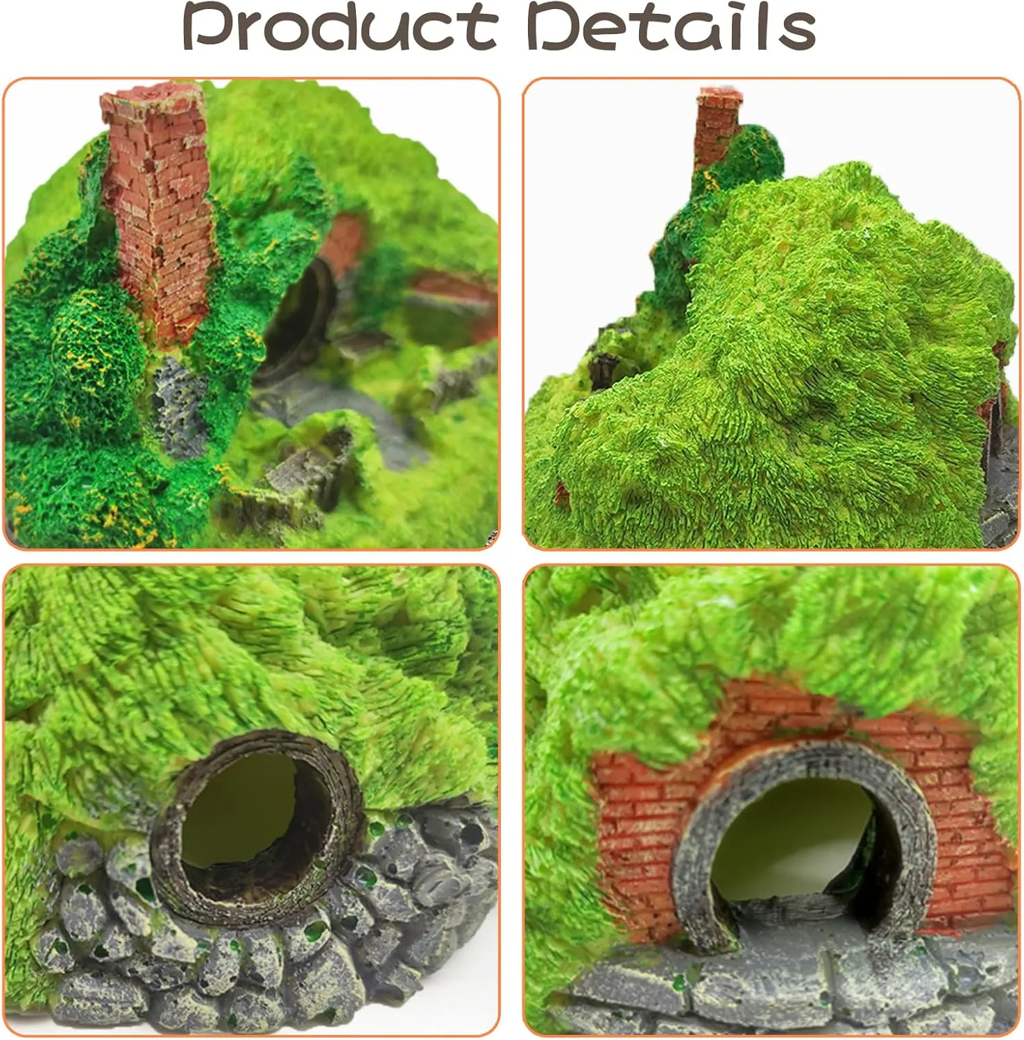 Tfwadmx Aquarium Decoration Hobbit House, Resin Small Fish Hideout Cave, Aquarium Decor Hollow Hole Shelter Fish Tank Ornaments Mini Garden Decorating Landscaping Accessories(3 Pcs)