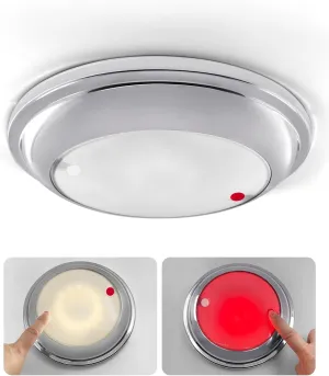 THALASSA 7" Marine Dome Light | Boat Ceiling Top LED Red and White Dual Color Lighting DC 10-30V Stainless Housing Seal Waterproof (White | Night Red) Cockpit lights for Ship Jets Houseboat Barge