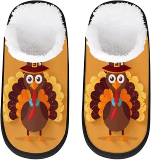 Thanksgiving Turkey House Slippers for Women Men, Chicken Non-Slip Spa Slippers Soft Foam Home Shoes