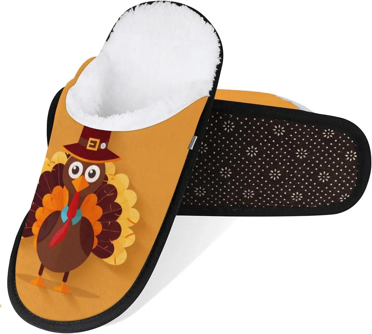 Thanksgiving Turkey House Slippers for Women Men, Chicken Non-Slip Spa Slippers Soft Foam Home Shoes