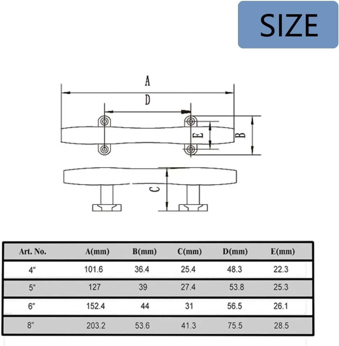 Thorn Dock Cleat Marine Stainless Steel Open Base