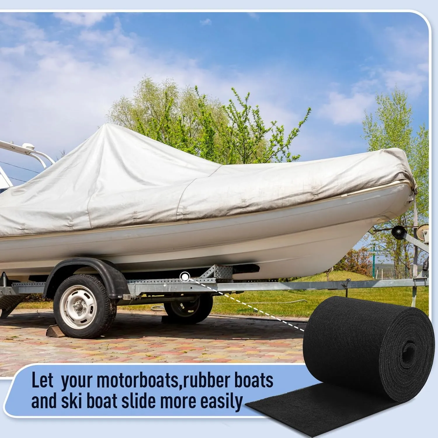 Timgle Boat Trailer Bunk Carpet Polyester Marine Grade Carpet for Trailer Bunks Boards Boat Guides Accessories Parts Replacement Padding for Outdoor