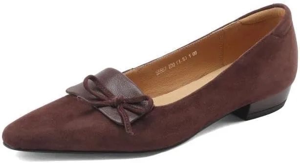 TinaCus Women's Suede Leather Handmade Square Toe Bowtie Dressy Ballet Flat Shoes