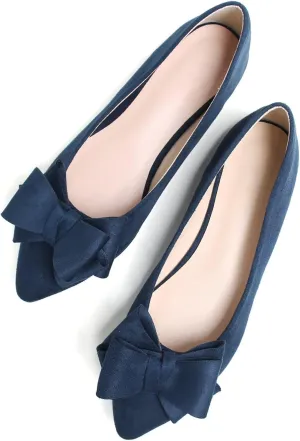 TN TANGNEST Women Cute Bowknot Flats Soft Slip On Flats Comfort Pointed Toe Casual Dress Flat Shoes