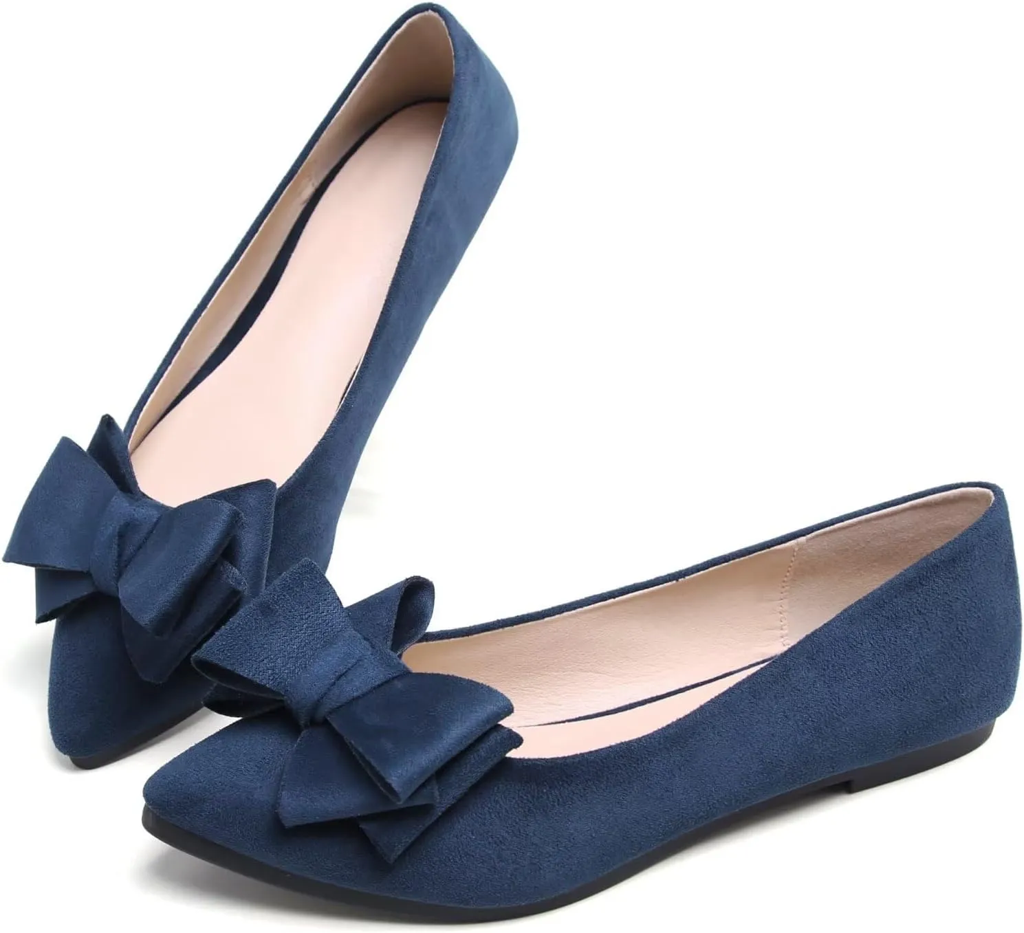 TN TANGNEST Women Cute Bowknot Flats Soft Slip On Flats Comfort Pointed Toe Casual Dress Flat Shoes