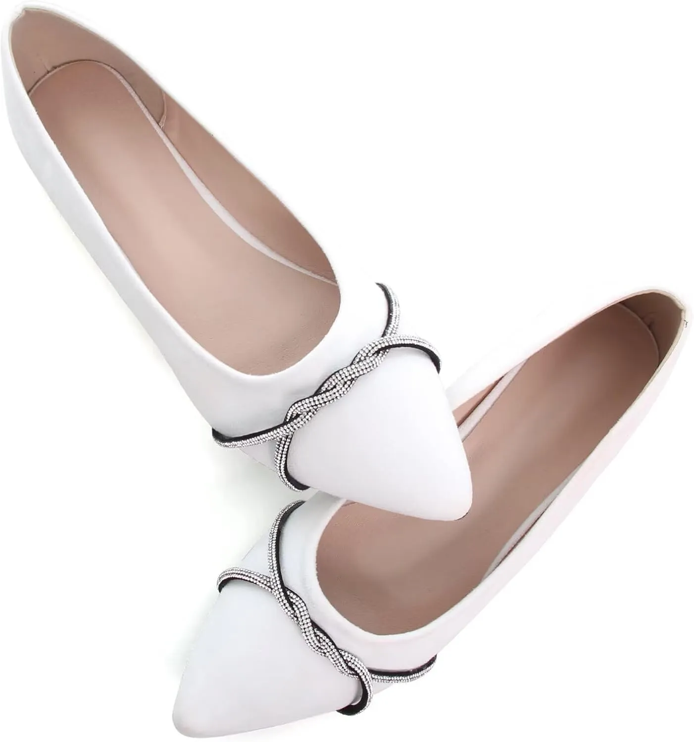 TN TANGNEST Womens Casual Flats Fashion Chain Pointed Toe Ballet Flats Rhinestone Flats Comfort Slip On Dress Shoes