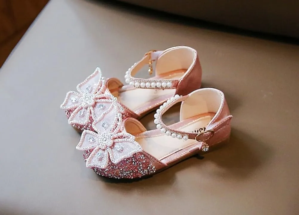 Toddler Girls Sparkle Princess Mary Jane Ballet Flats Glitter Bow Flower Girl Wedding School Party Shoes for Little Kids