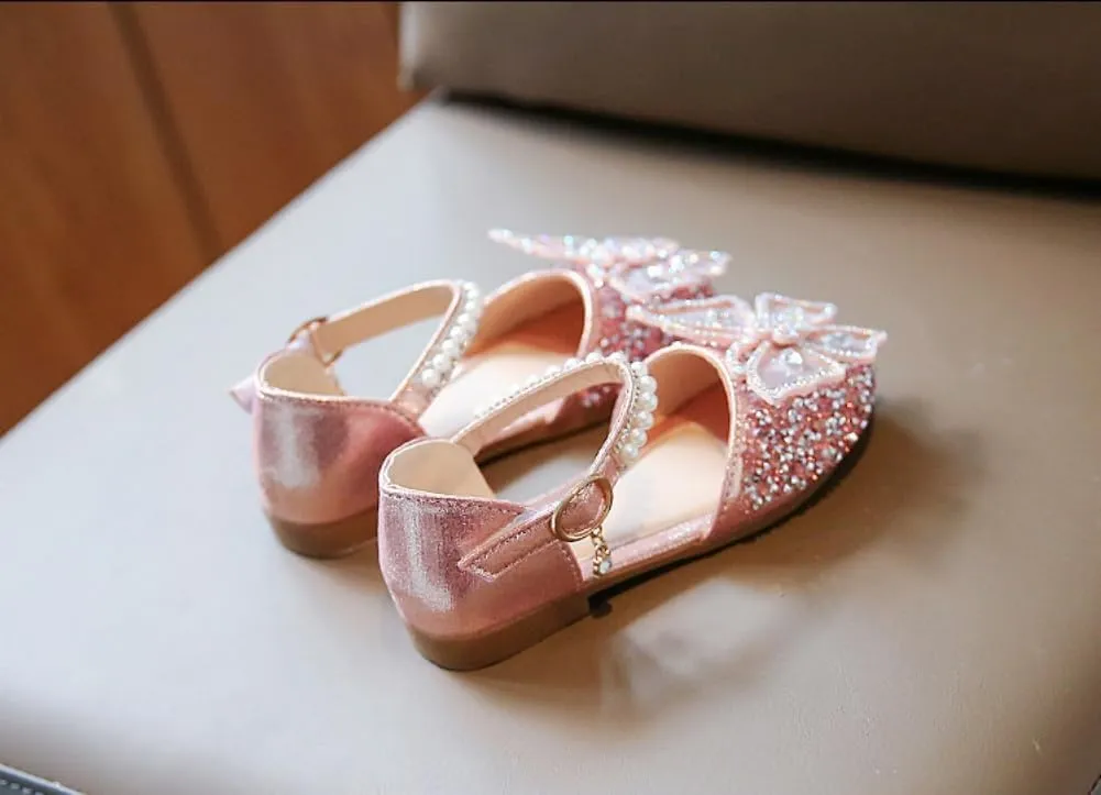 Toddler Girls Sparkle Princess Mary Jane Ballet Flats Glitter Bow Flower Girl Wedding School Party Shoes for Little Kids
