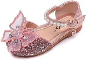 Toddler Girls Sparkle Princess Mary Jane Ballet Flats Glitter Bow Flower Girl Wedding School Party Shoes for Little Kids