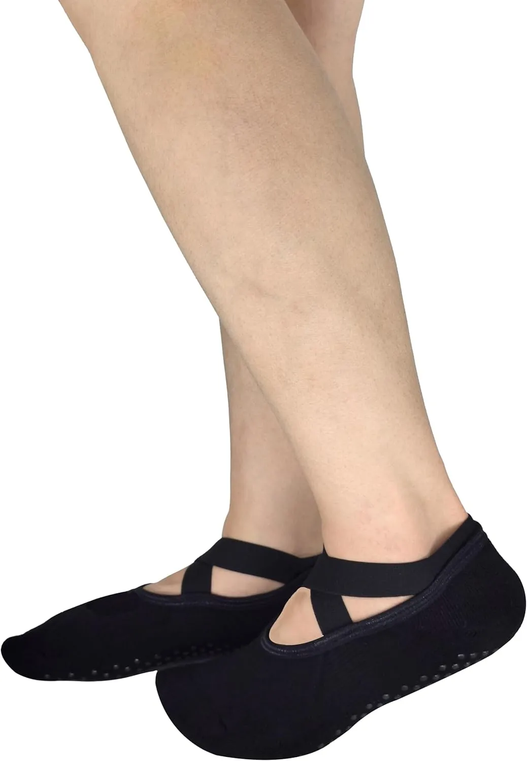 Toes&Feet Black Padded Cushion Ballet Grippy Barre Yoga Pilates Socks with Grips for Women Non Slip