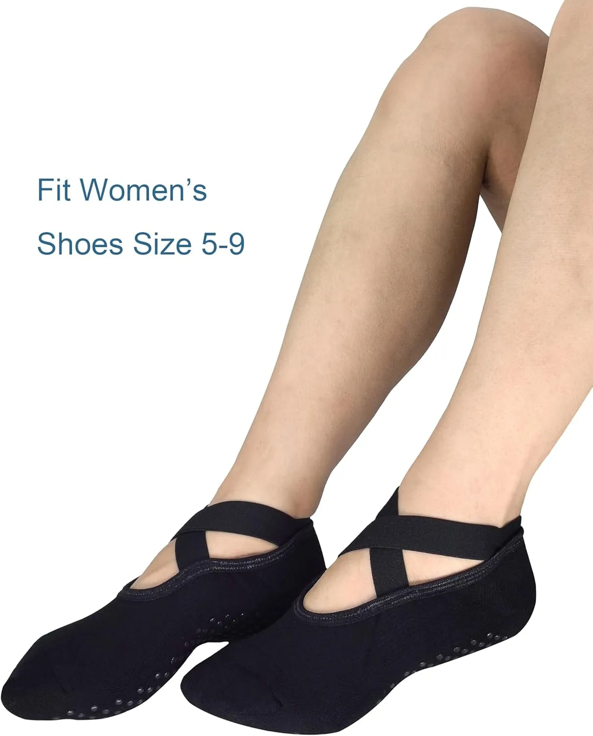 Toes&Feet Black Padded Cushion Ballet Grippy Barre Yoga Pilates Socks with Grips for Women Non Slip