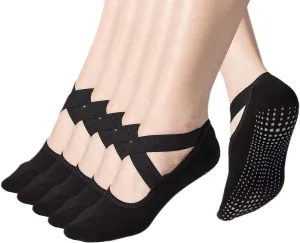 Toes&Feet Black Padded Cushion Ballet Grippy Barre Yoga Pilates Socks with Grips for Women Non Slip