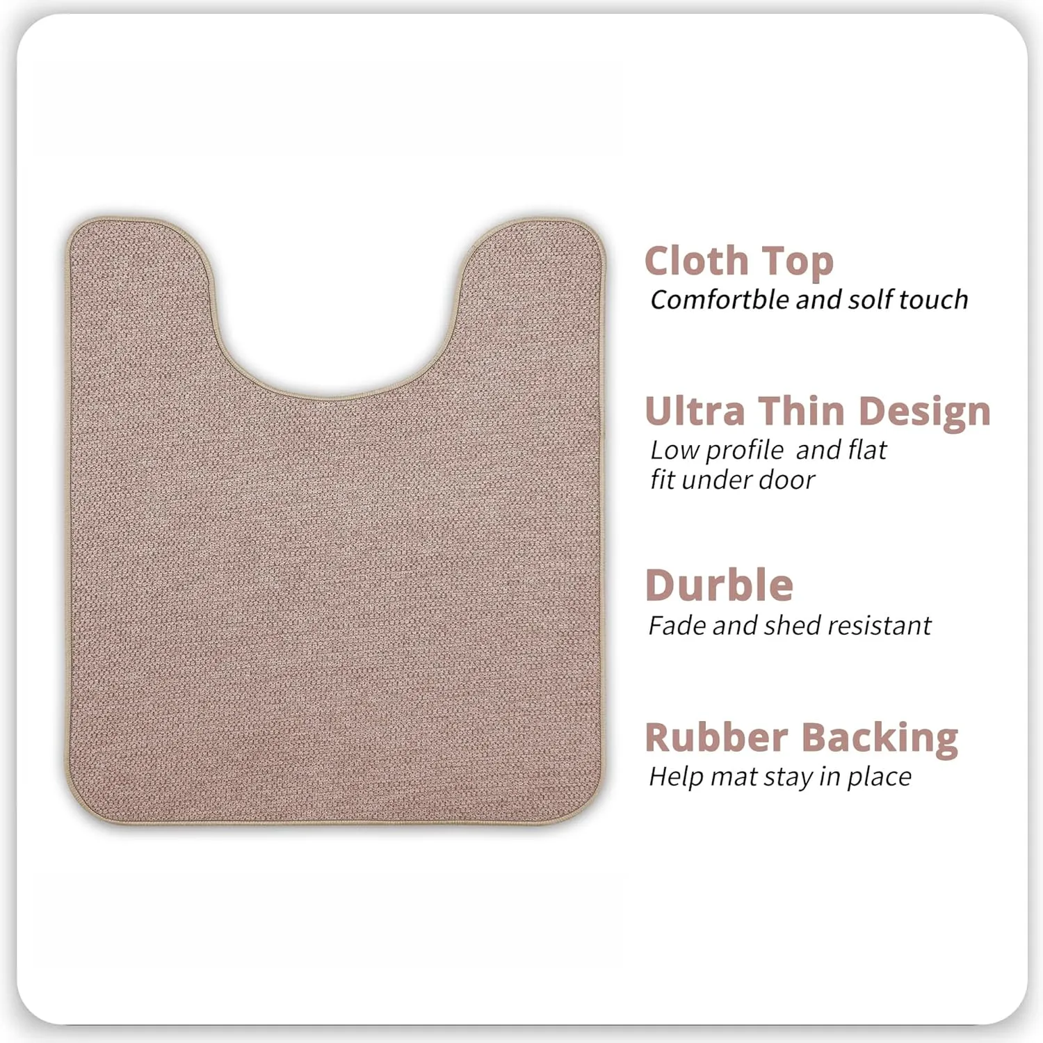 Toilet Rugs U Shaped Bathroom Rug,Machine Washable Non Slip Quick Dry Super Absorbent Ultra Thin Toilet Mats for Bathroom Toilet.(Beige,20''x24'',U Shaped)