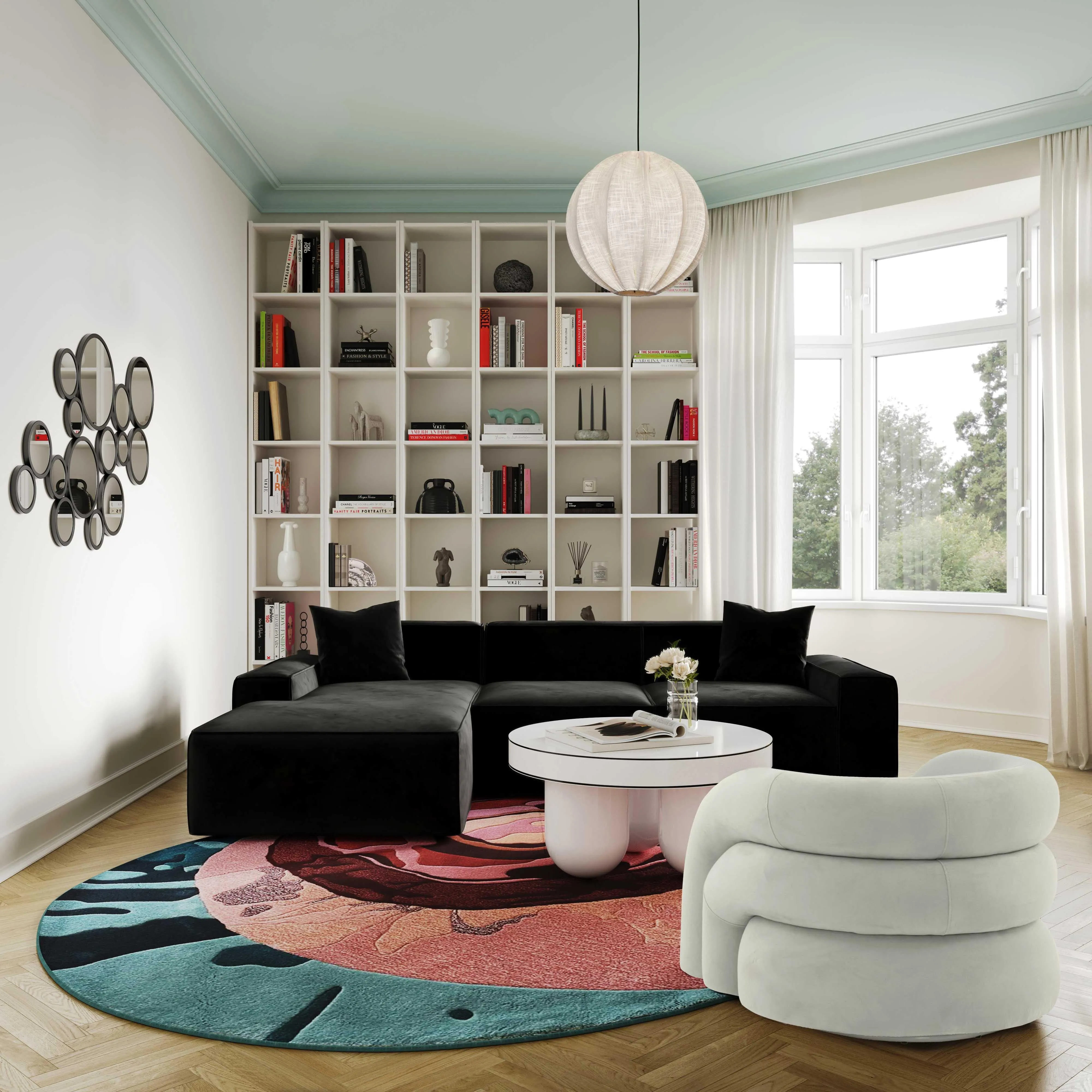 Tov Slipper Light Grey Velvet Swivel Chair