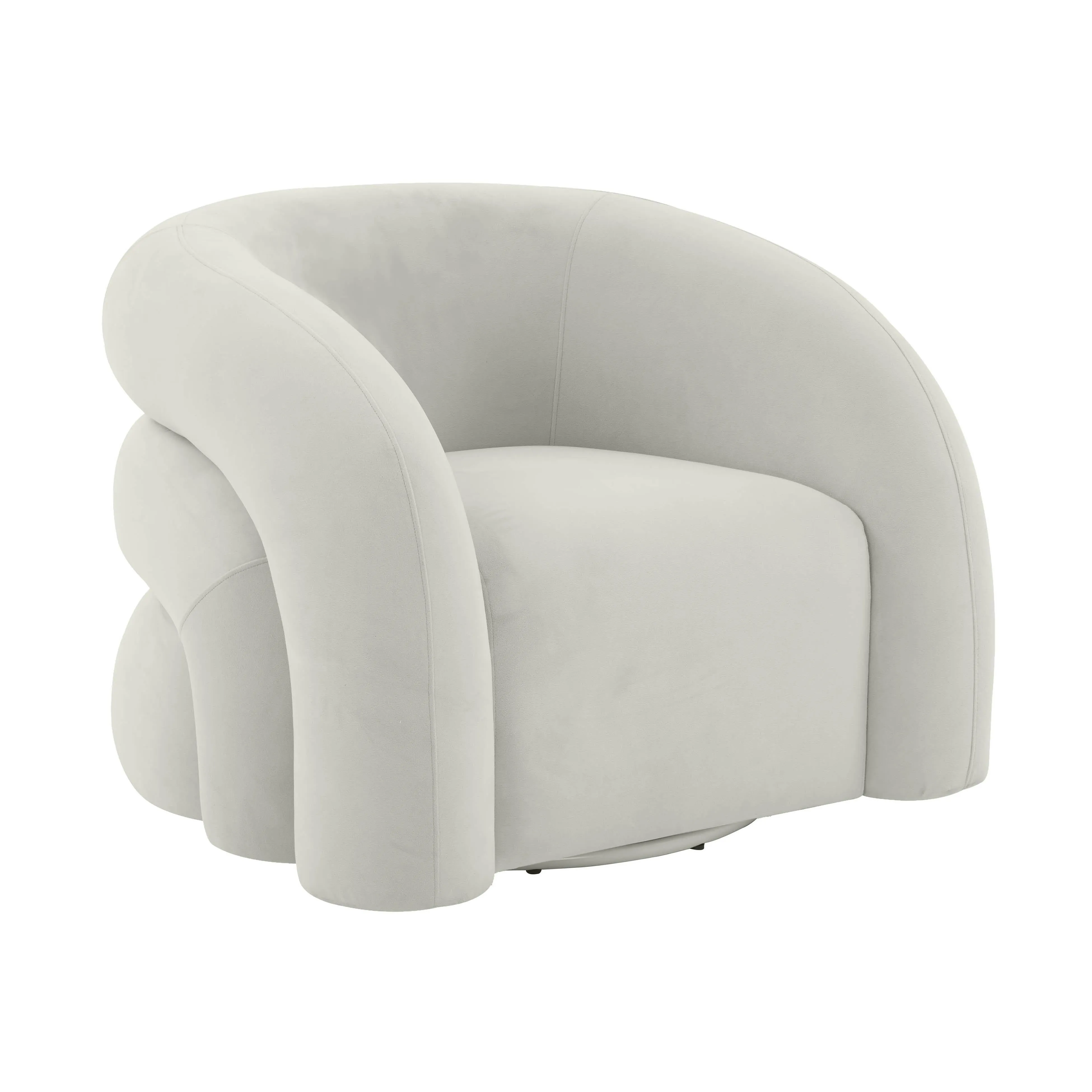 Tov Slipper Light Grey Velvet Swivel Chair