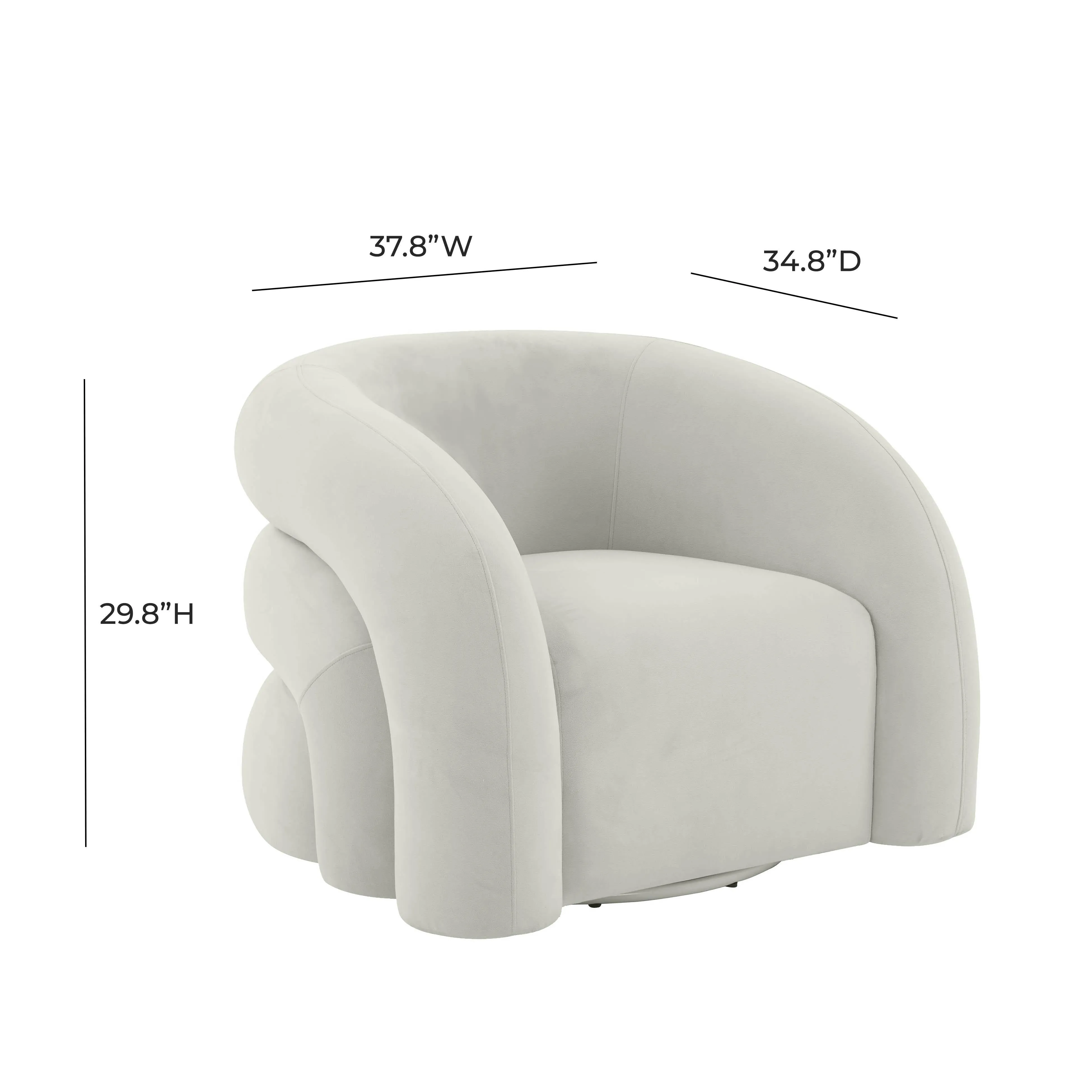 Tov Slipper Light Grey Velvet Swivel Chair