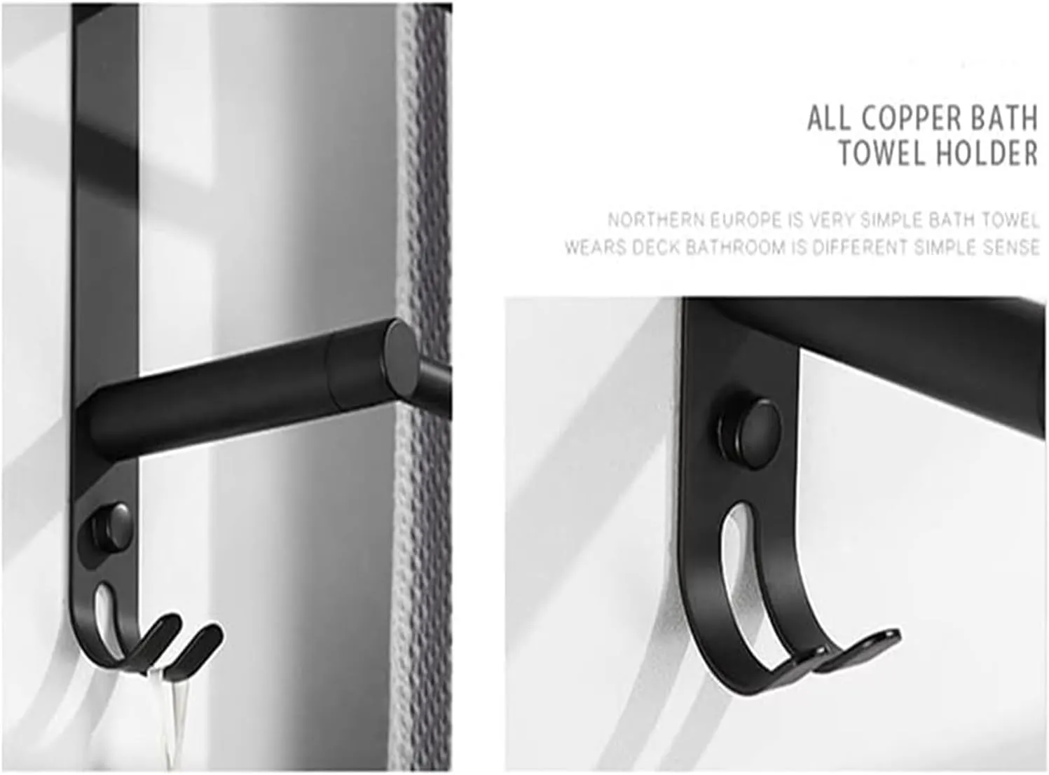 Towel Racks Towel Rail for Bathroom, 3-Tier Towel Bar, 30/40/50/60Cm Bathroom Hand Towel Holder, Rustproof Towel Hanger/Slipper Rack with 2 Hooks Wall Mount/Black-50Cm/a (Color : Black-40cm, Size :
