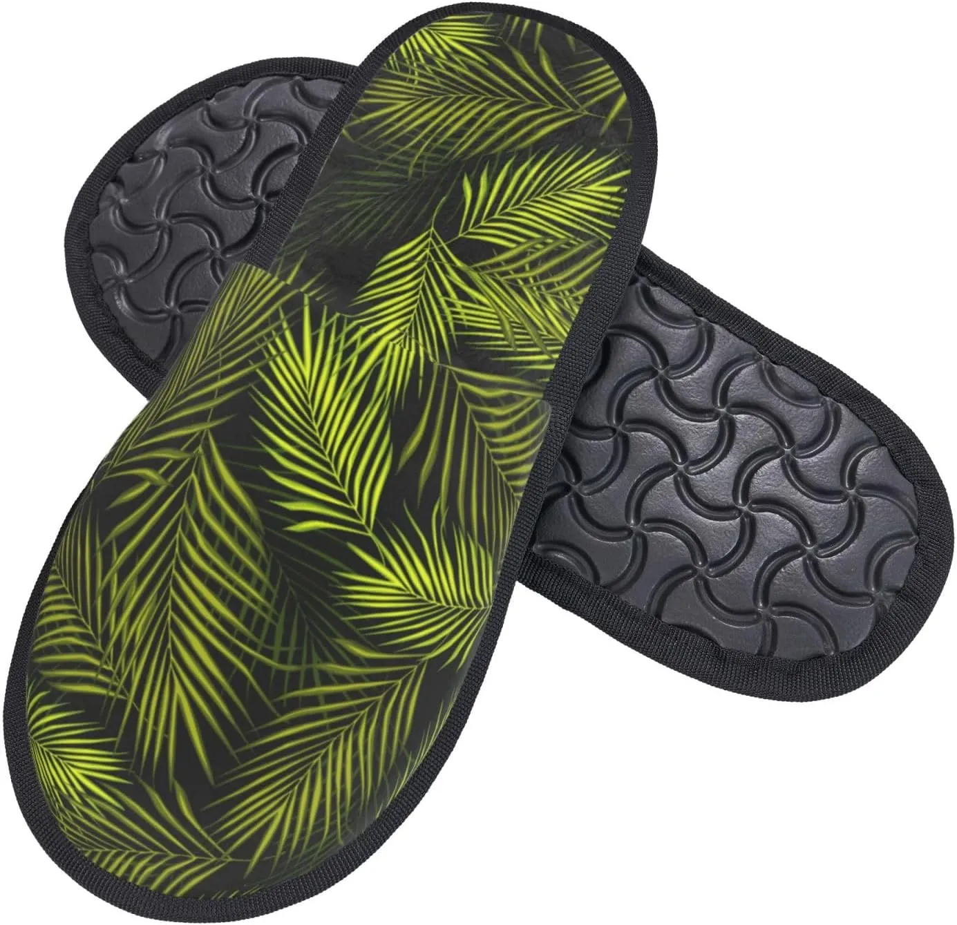Tropical Palm Leaves Fern Leaf Slippers for Women Fuzzy House Shoes Anti-Skid Indoor Slipper Gifts for Women Mom Ladies