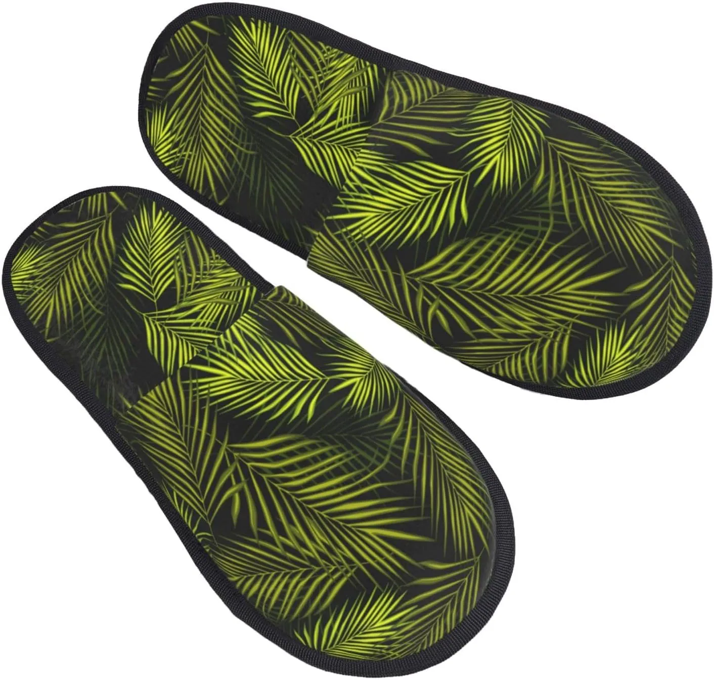 Tropical Palm Leaves Fern Leaf Slippers for Women Fuzzy House Shoes Anti-Skid Indoor Slipper Gifts for Women Mom Ladies